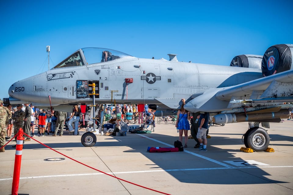 A-10 Warthog jet on display at an airshow